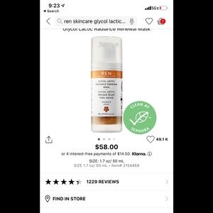 Ren Skincare glycolic acid mask
